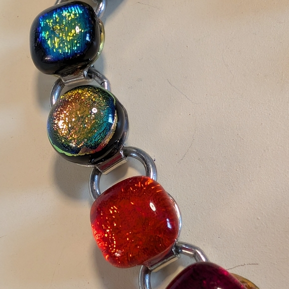 Rainbow Pride Hand Blown Glass Artisan Bracelet - Picture 3 of 7